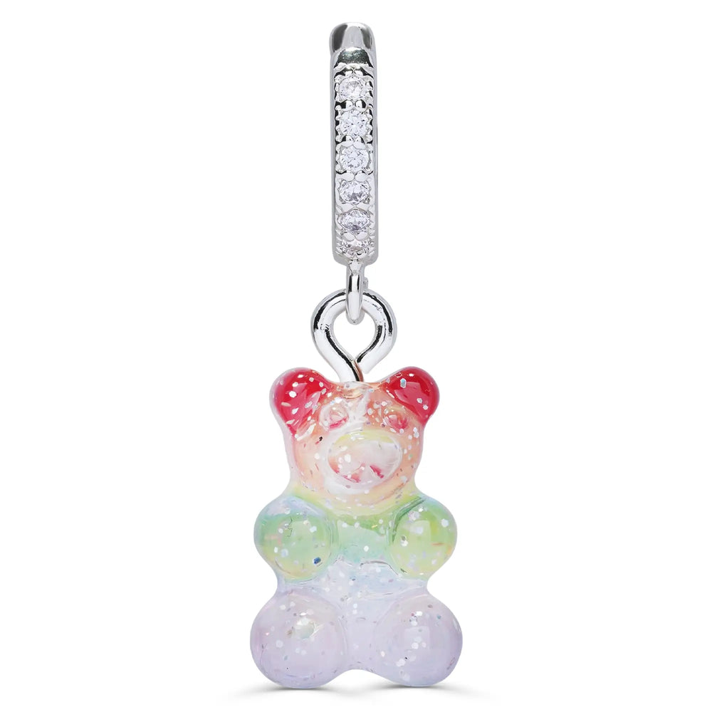 Crystal Haze Nostalgia bear naušnica - Rainbow srebrna