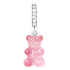 Crystal Haze Nostalgia bear Pave privjesak - Bubblegum Pink srebrni