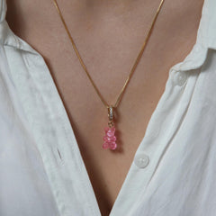 Crystal Haze Nostalgia bear Pave privjesak - Bubblegum pink | SHARENO