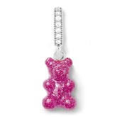 Crystal Haze Nostalgia bear Pave privjesak - Magenta srebrni