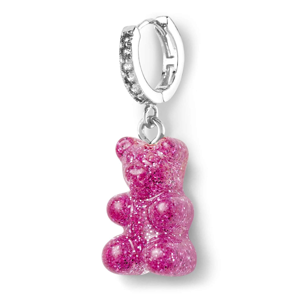 Crystal Haze Nostalgia bear naušnica - Magenta srebrna
