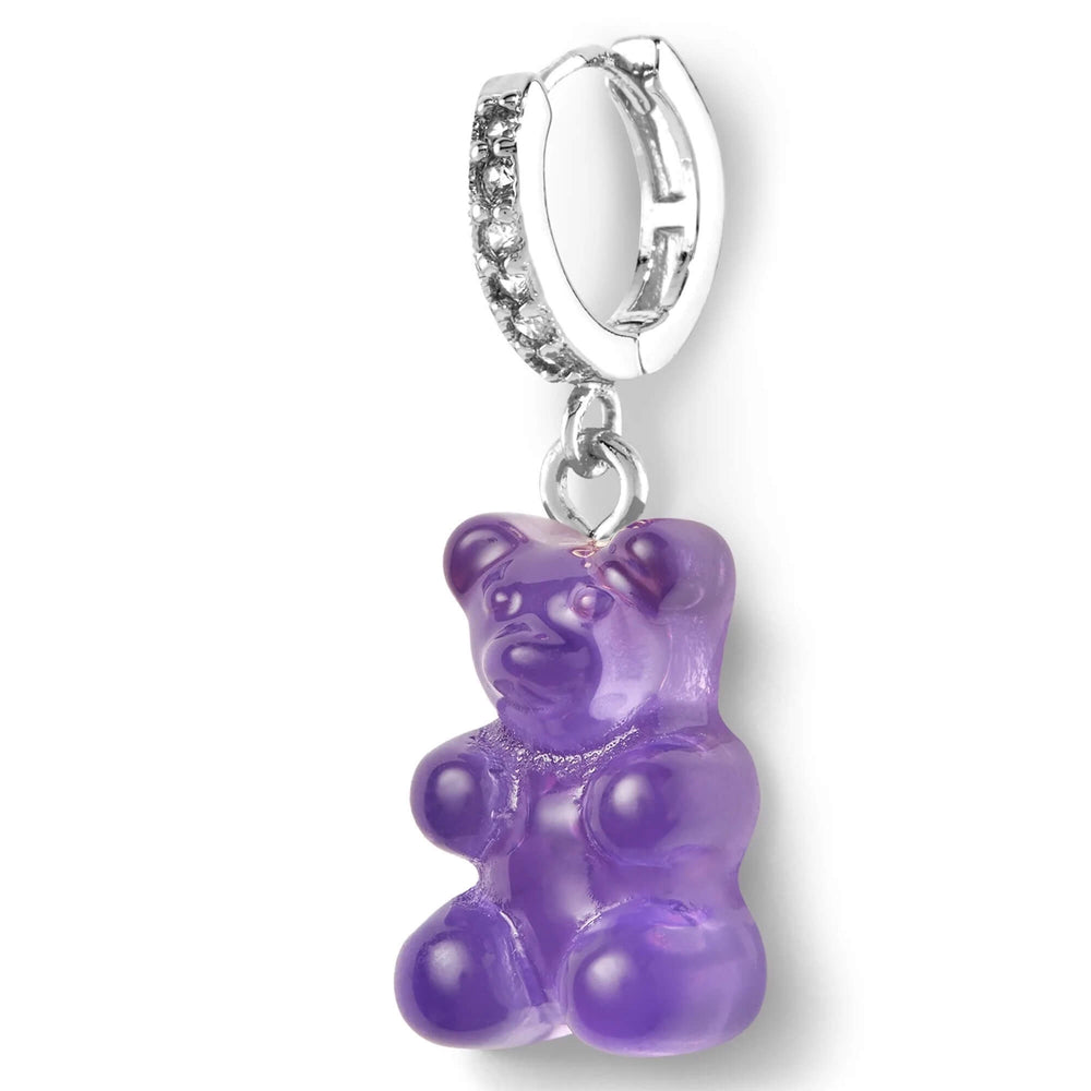 Crystal Haze Nostalgia bear naušnica - Plum srebrna
