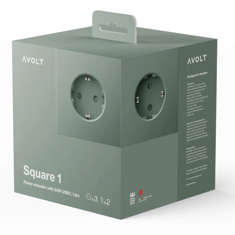 Avolt Square 1 Oak Green USB-C - 1,8 m - tech dodaci