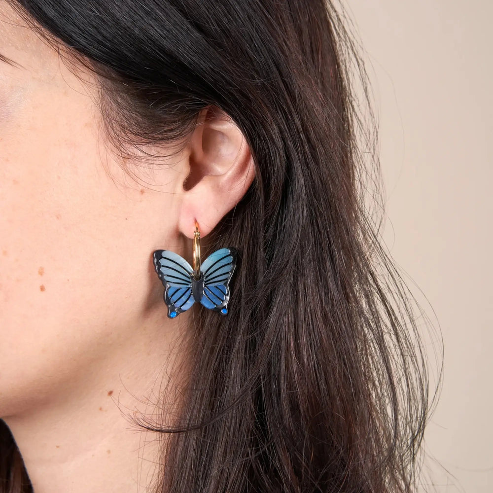 Coucou Suzette Naušnice Blue Butterfly