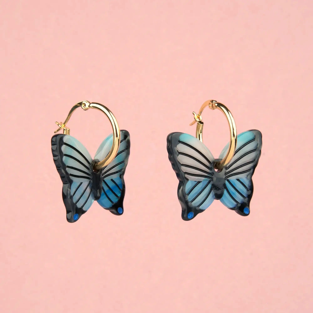 Coucou Suzette Naušnice Blue Butterfly