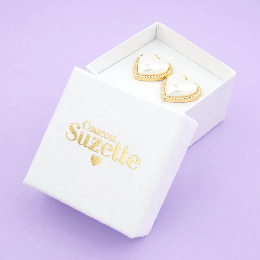 Coucou Suzette Naušnice Pearl Heart | SHARENO - prikaz 8