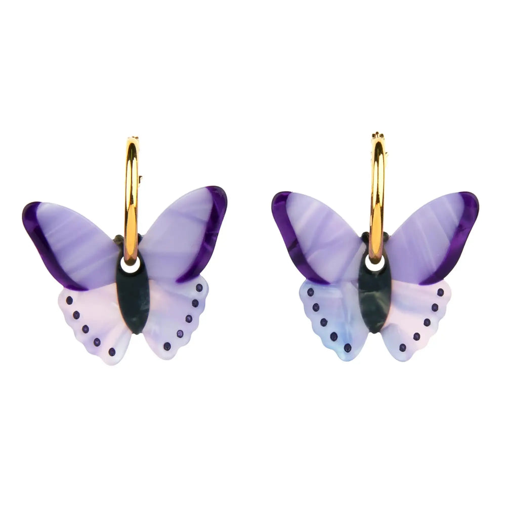 Coucou Suzette Naušnice Purple Butterfly