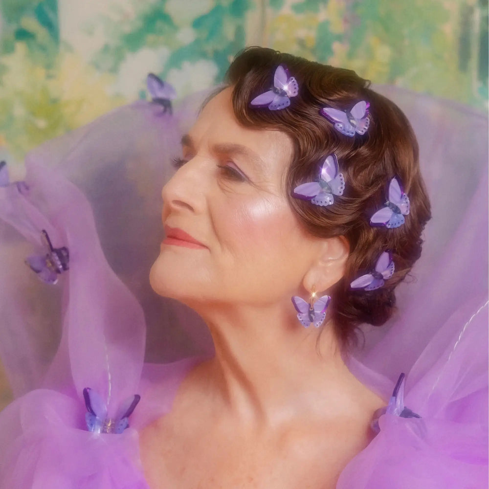 Coucou Suzette Naušnice Purple Butterfly - nakit