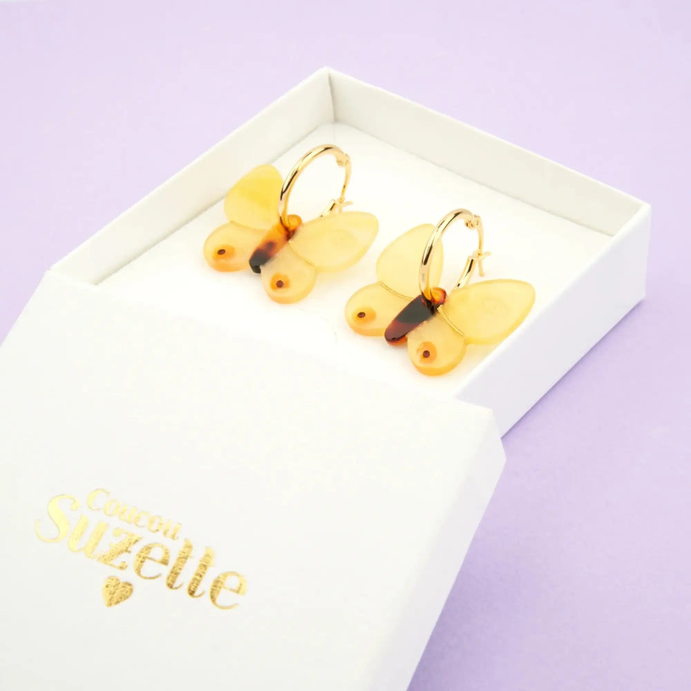 Coucou Suzette Naušnice Yellow Butterfly | SHARENO - prikaz 8