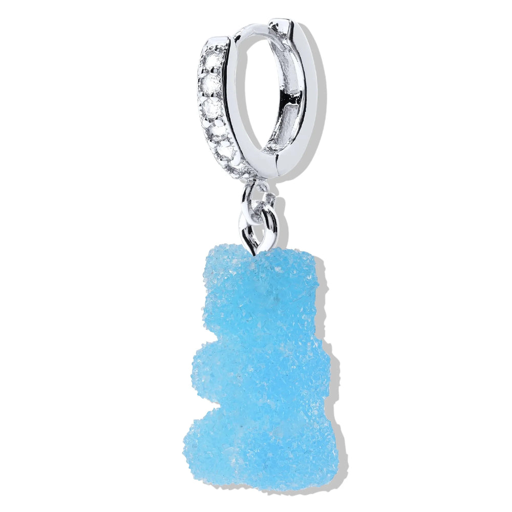 Crystal Haze Nostalgia bear Fizzy naušnica - Blueberry srebrna | SHARENO