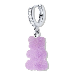 Crystal Haze Nostalgia bear Fizzy naušnica - Grape srebrna - nakit