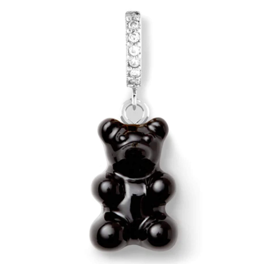 Crystal Haze Nostalgia bear naušnica - Black srebrna