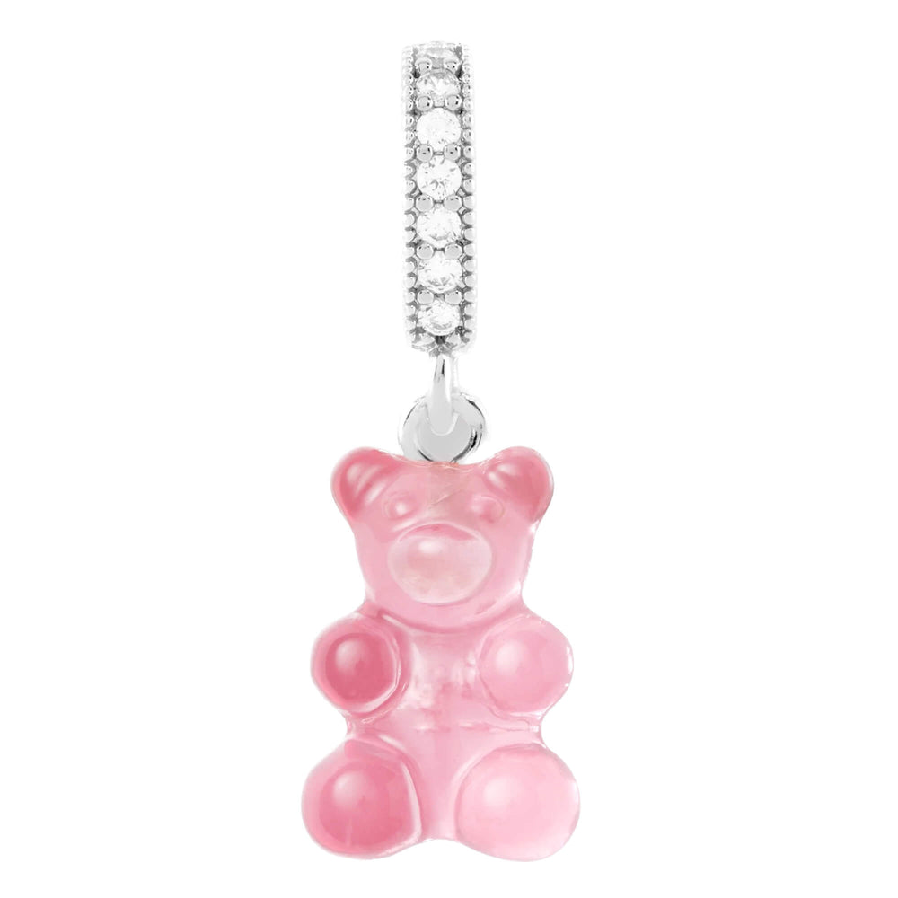 Crystal Haze Nostalgia bear Pave privjesak - Bubblegum Pink srebrni