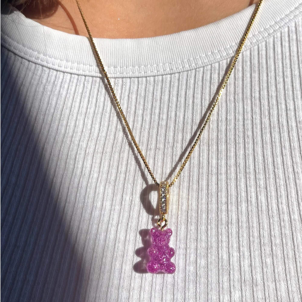Crystal Haze Nostalgia bear Pave privjesak - Magenta | SHARENO