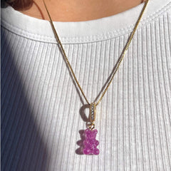 Crystal Haze Nostalgia bear Pave privjesak - Magenta | SHARENO
