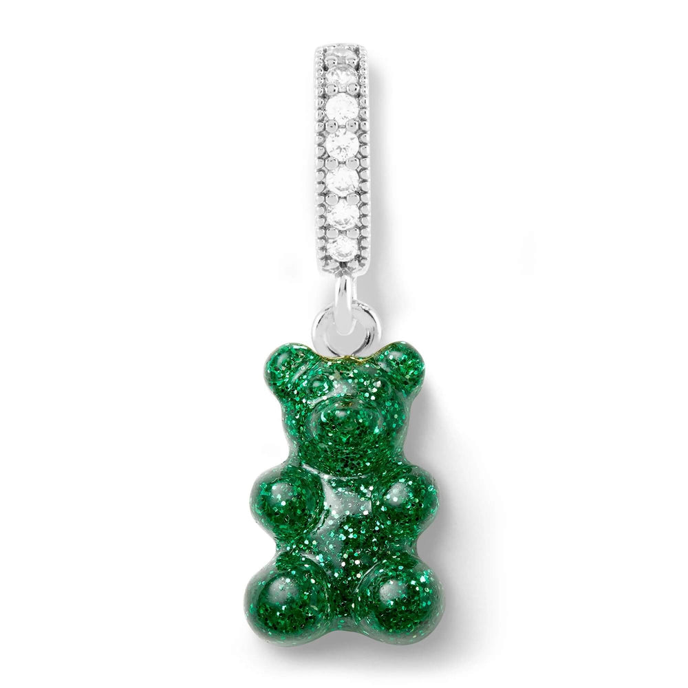 Crystal Haze Nostalgia bear Pave privjesak - Green Haze srebrni