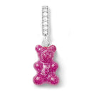 Crystal Haze Nostalgia Bear Pave Pendant - Magenta Silver