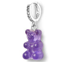 Crystal Haze Nostalgia Bear Earring - Plum Silver