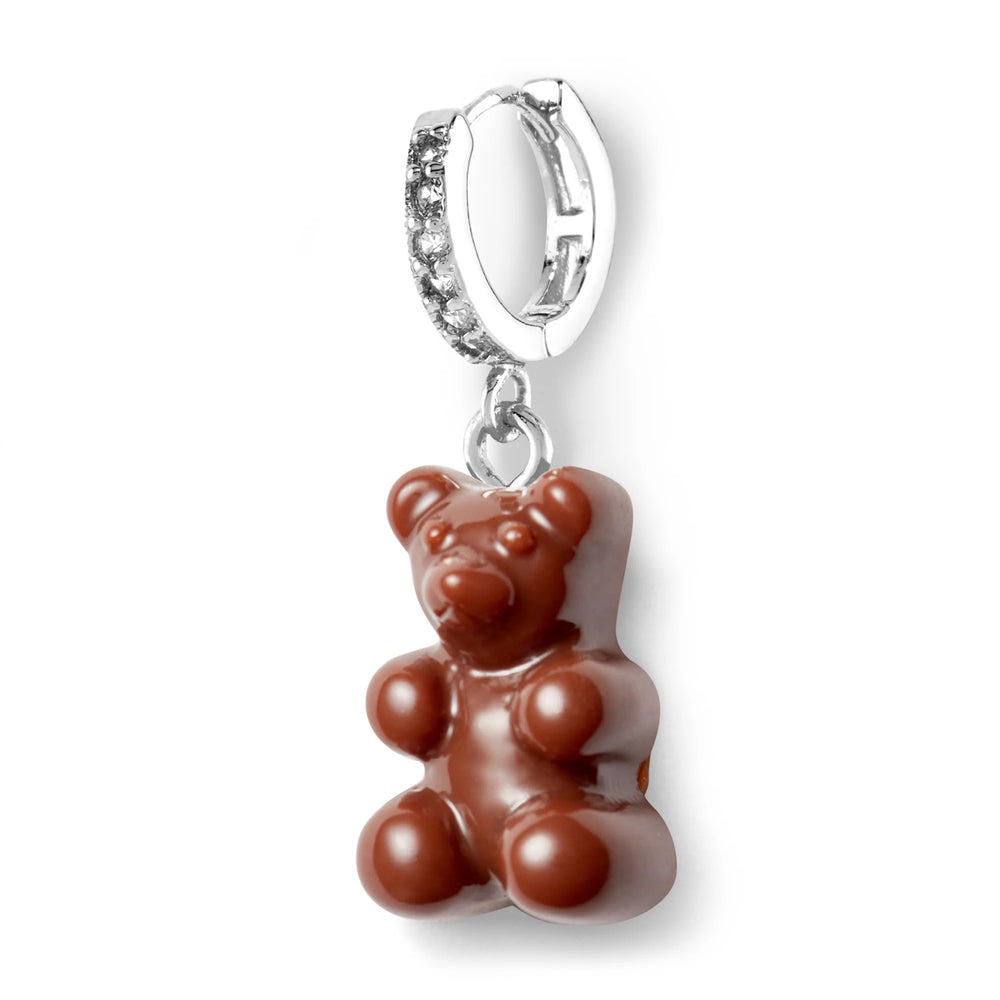 Crystal Haze Nostalgia bear naušnica - Chocolate srebrna